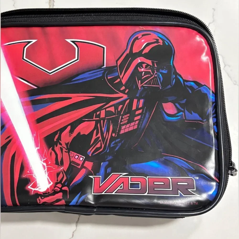StarWars | 2005 Vintage Lunchbox Darth Vader Padded Red Black Star Wars Tote